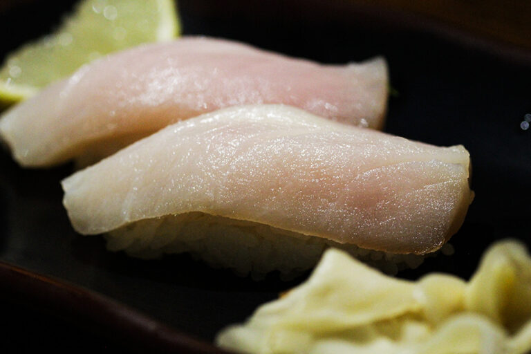 yellowtail belly nigiri sushi